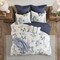 King/Cal King Blue Floral 7 Piece Printed Seersucker Comforter Set with Throw Blanket